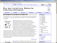 Bildschirmfoto der Startseite des Projektes 'Die barrierefreie Website'